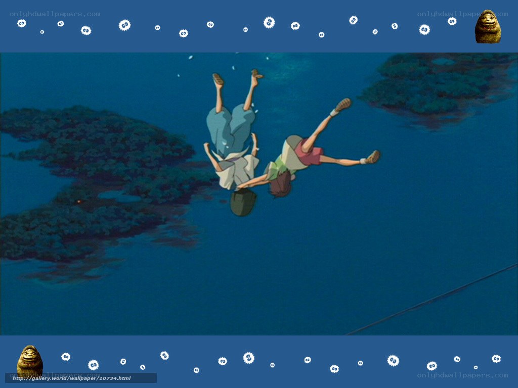 Two children falling through the sky