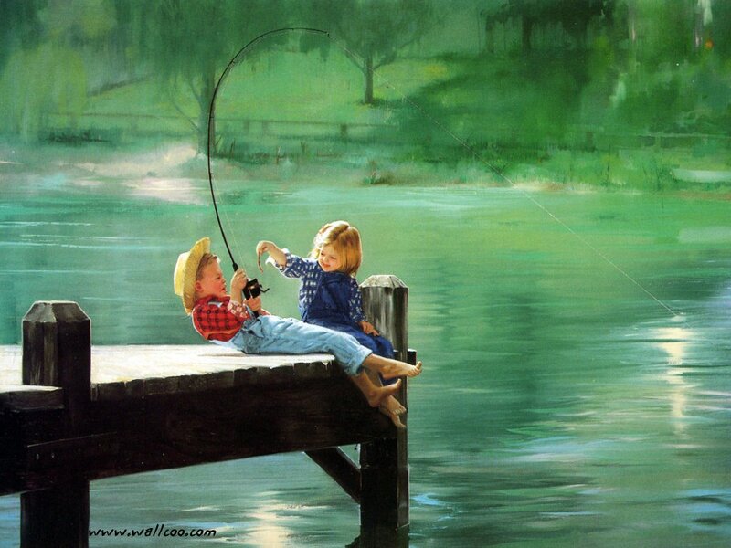 Two Children Fishing