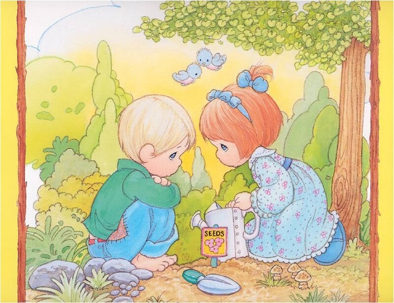 Two Children Gardening