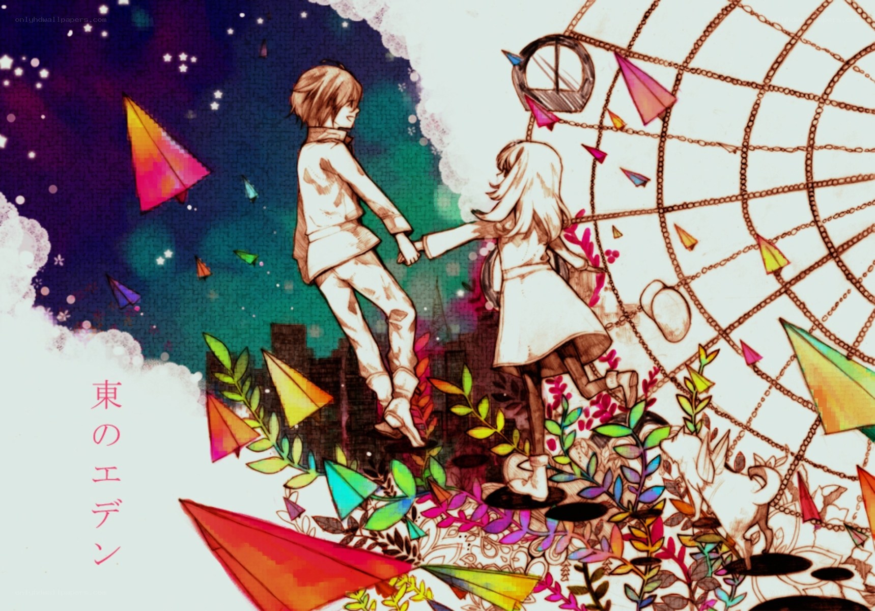 Two children holding hands