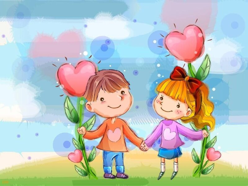 Two Children Holding Hands — Blue