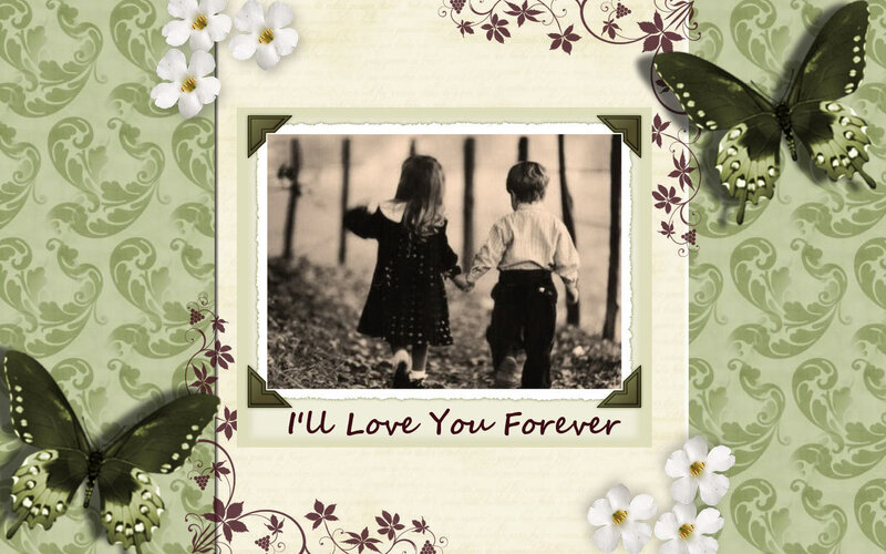 Two Children Holding Hands — Green