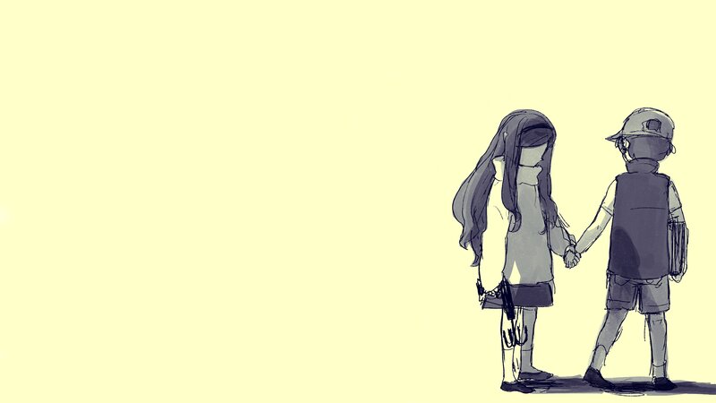 Two Children Holding Hands — Yellow