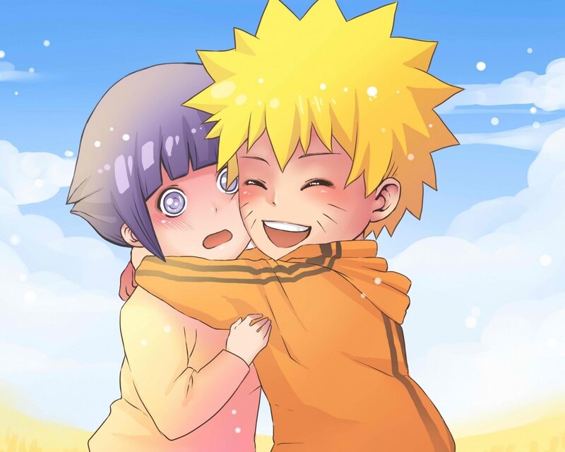 Two Children Hugging — Blue, Happy, Afternoon