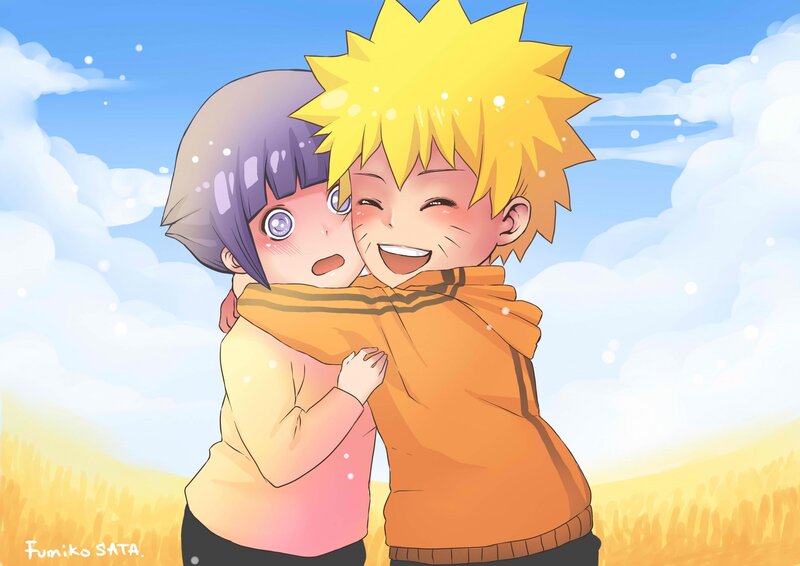 Two Children Hugging — Blue, Happy