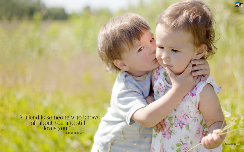 Two Children Hugging — Green, Peaceful
