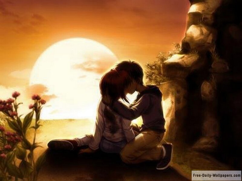 Two Children Hugging — Orange