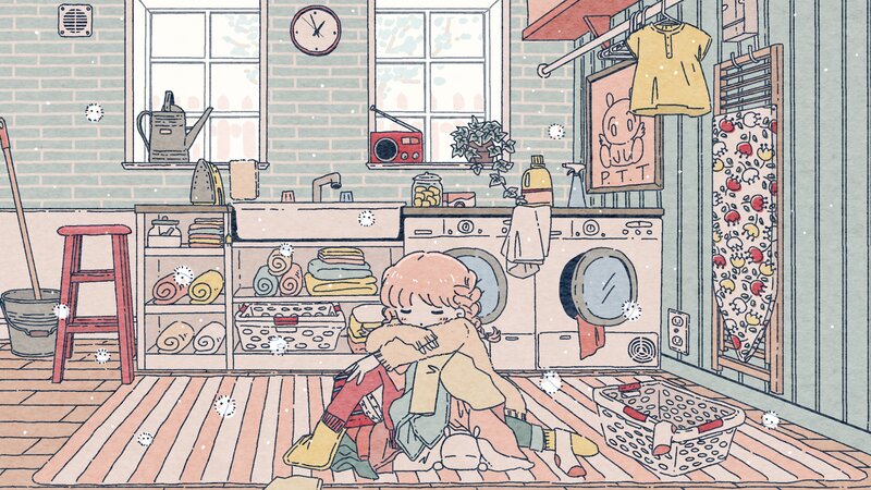 Two Children Hugging — Pink, Calm