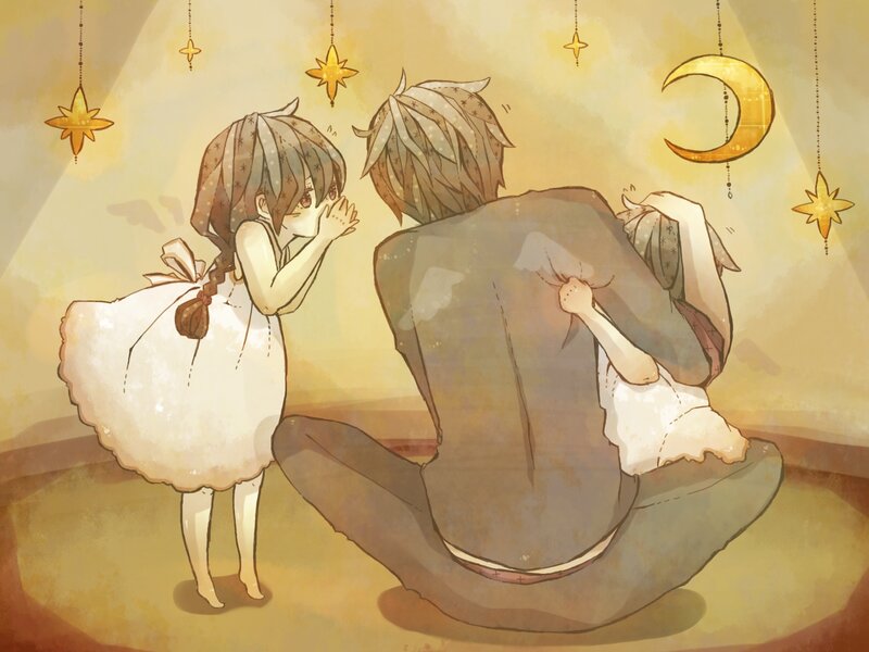 Two Children Hugging — Yellow