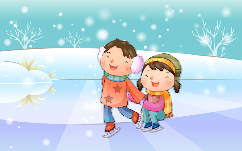 Two Children Ice Skating