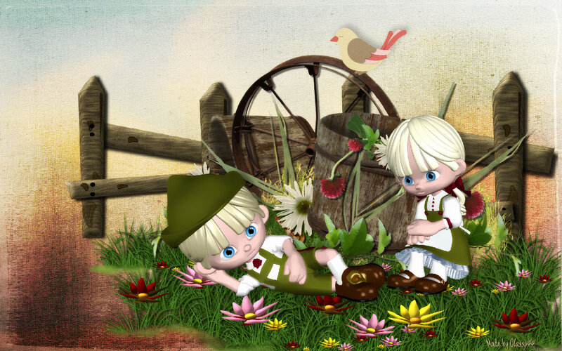 Two Children in a Garden
