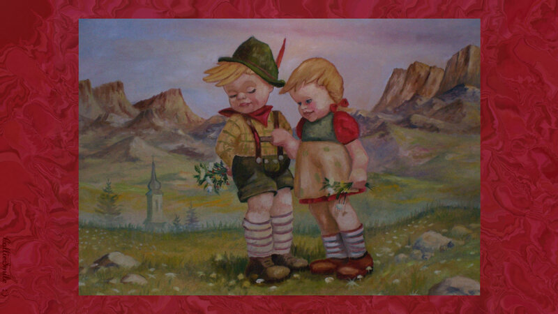 Two Children in Alpine Clothing
