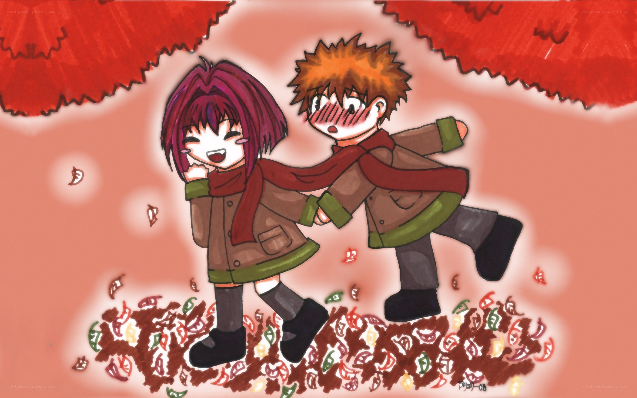 Two children in autumn