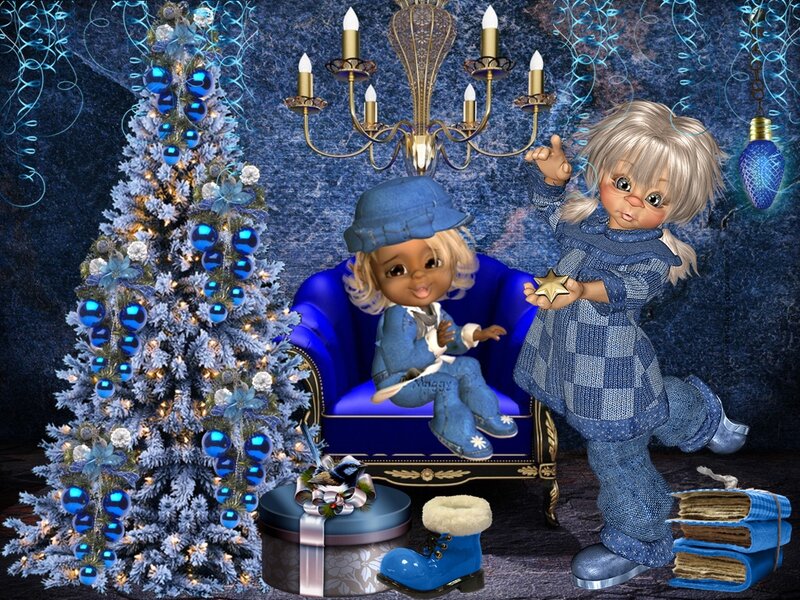 Two Children in Blue