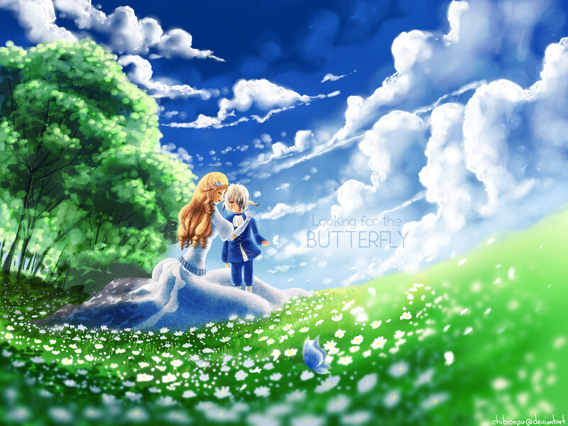 Two Children in Field — Blue