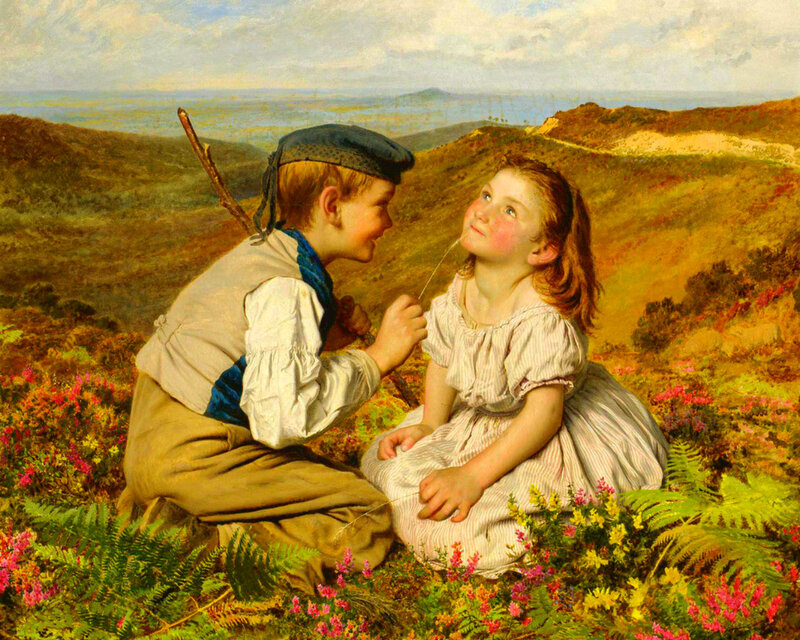 Two Children in Field — Green, Serene, Afternoon