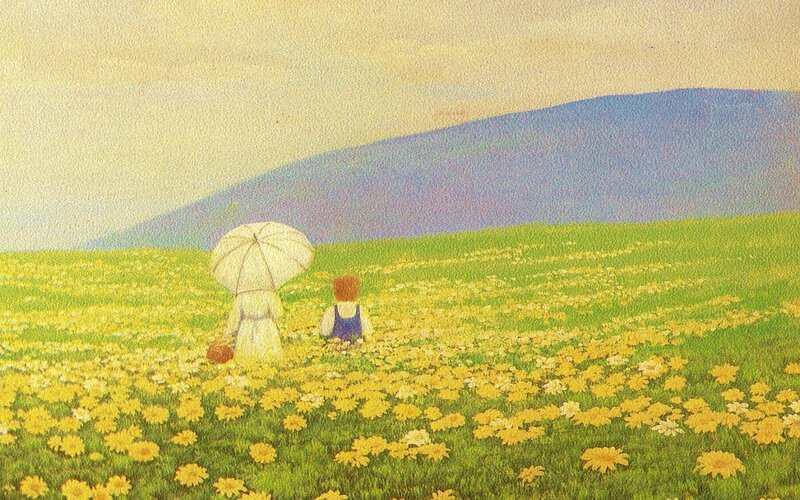 Two Children in Field — Yellow, Serene