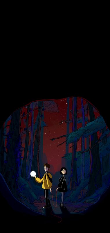 Two Children in Forest — Black