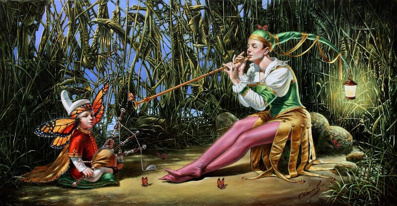 Two Children in Forest — Green, Serene