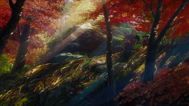 Two Children in Forest — Red, Serene