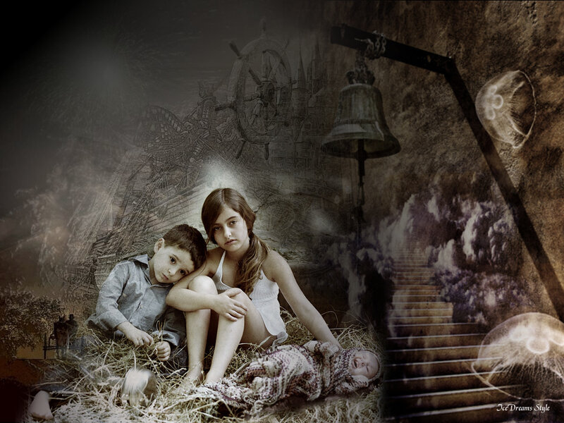 Two Children in Hay