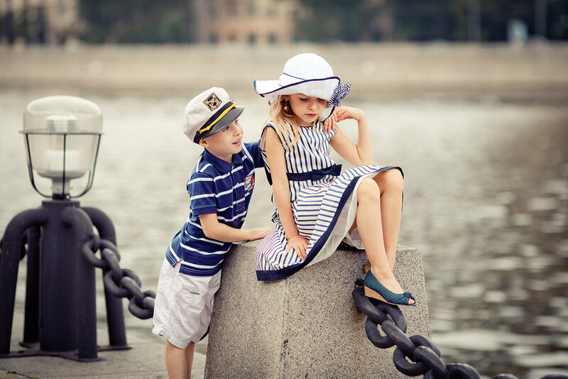 Two Children in Nautical Outfits