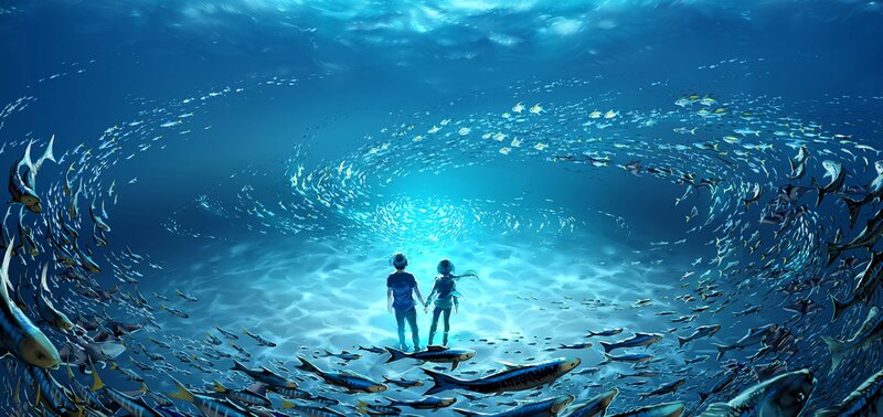 Two Children in Ocean