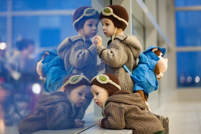 Two Children in Pilot Costumes