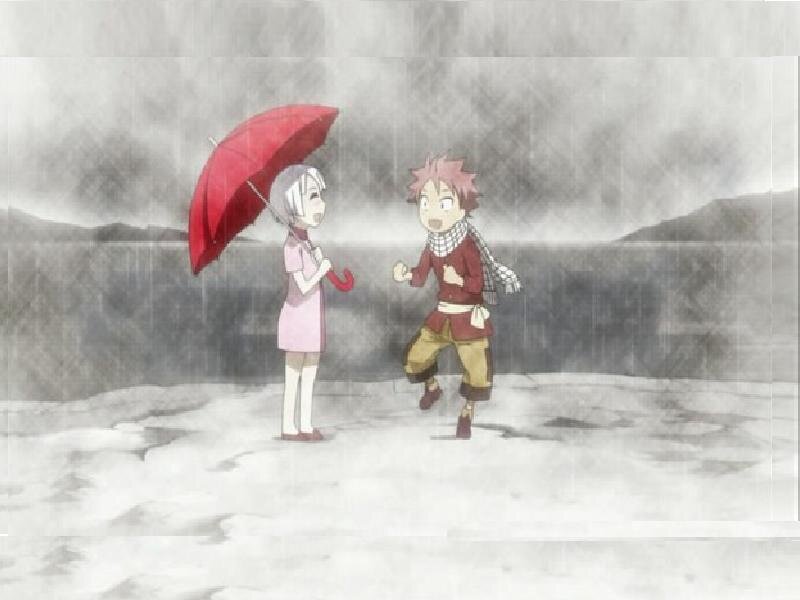Two Children in Rain