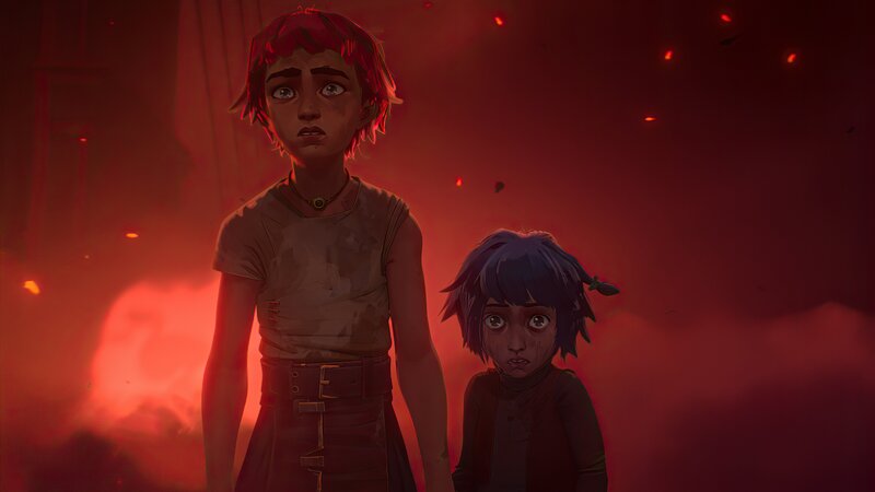 Two Children in Red Light