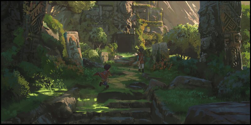 Two Children in Ruins — Green