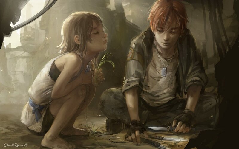 Two Children in Ruins