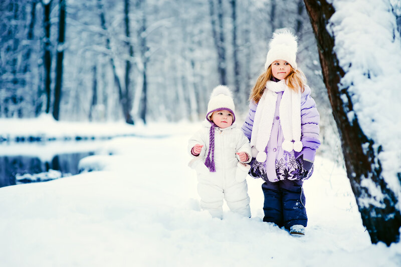 Two Children in Snow — White, Cold