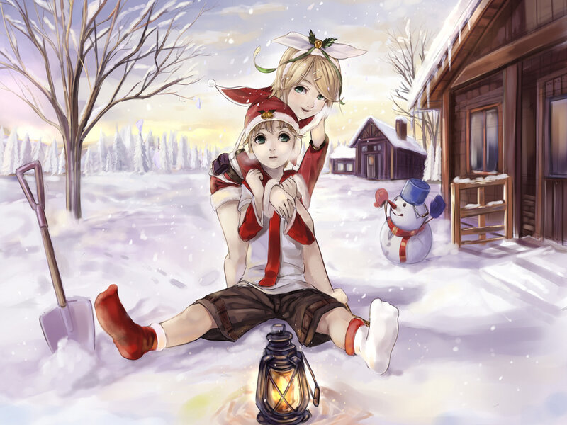 Two Children in Snow — White, Peaceful