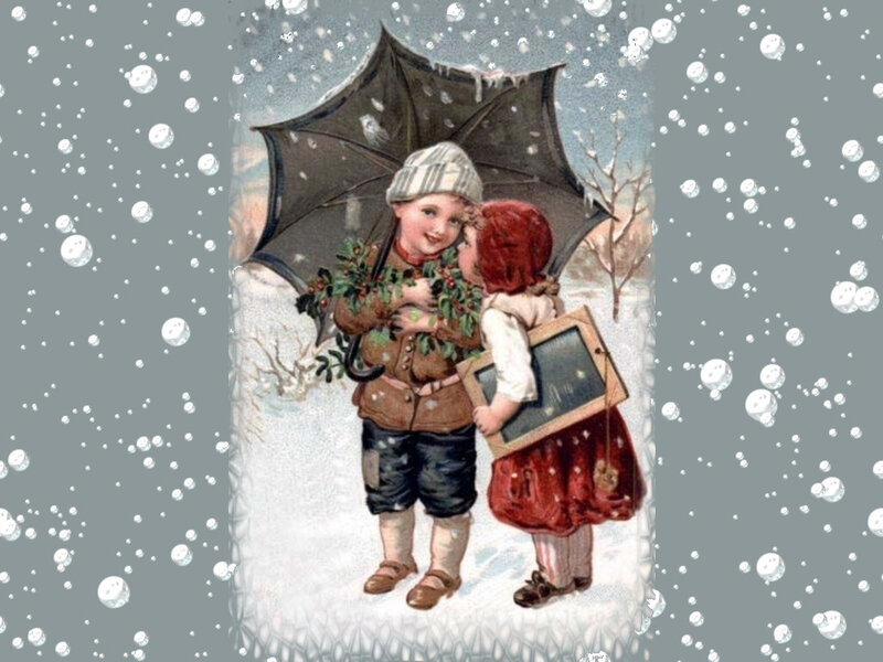 Two Children in Snow — White, Peaceful, Winter