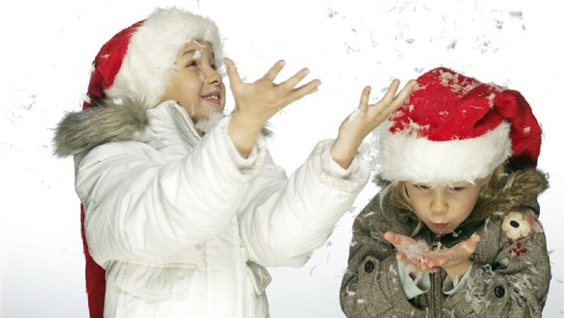 Two Children in Snow — White