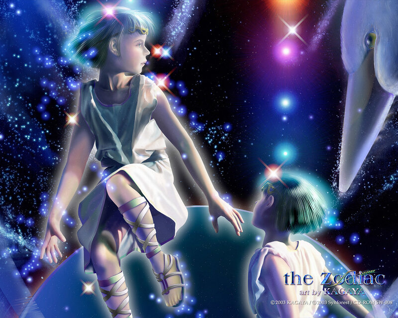 Two Children in Space — Blue