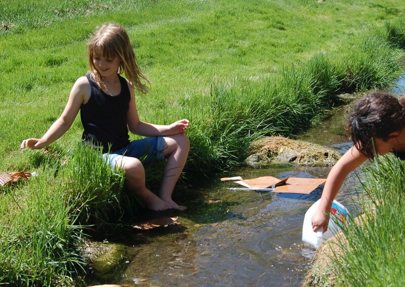 Two Children in Stream