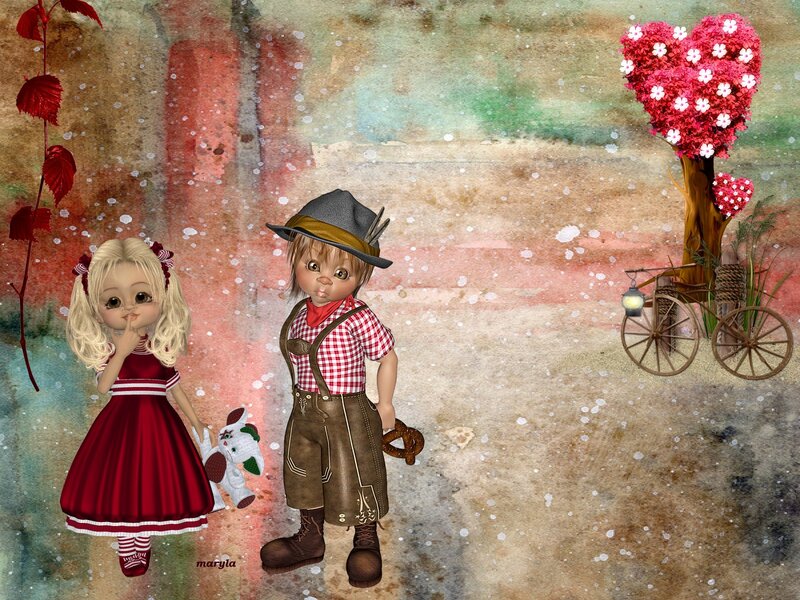 Two Children in Traditional Clothes