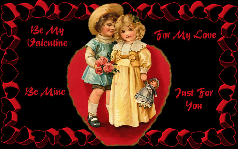 Two Children in Vintage Clothes — Red