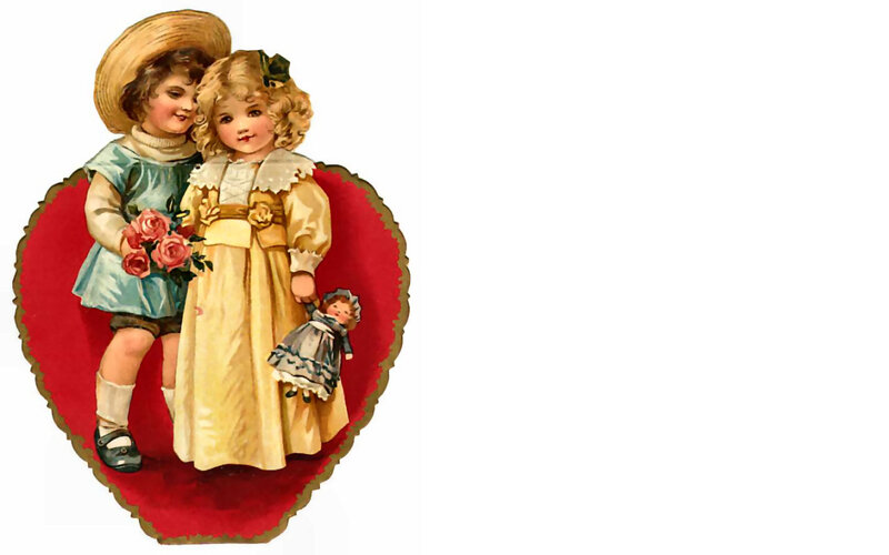 Two Children in Vintage Dress