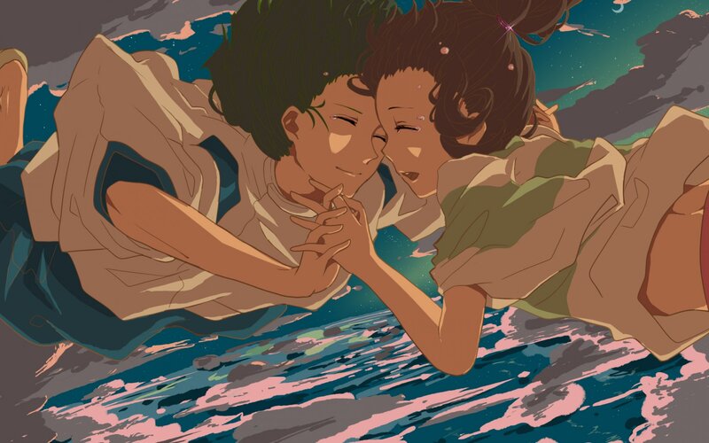 Two Children Lying on Water