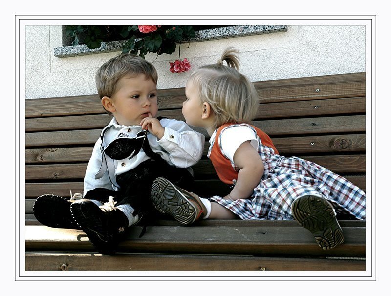 Two children on a bench