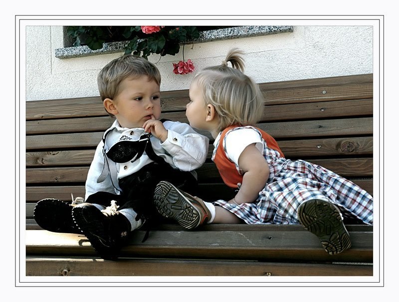 Two children on a bench