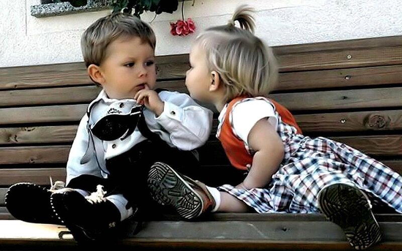 Two children on a bench