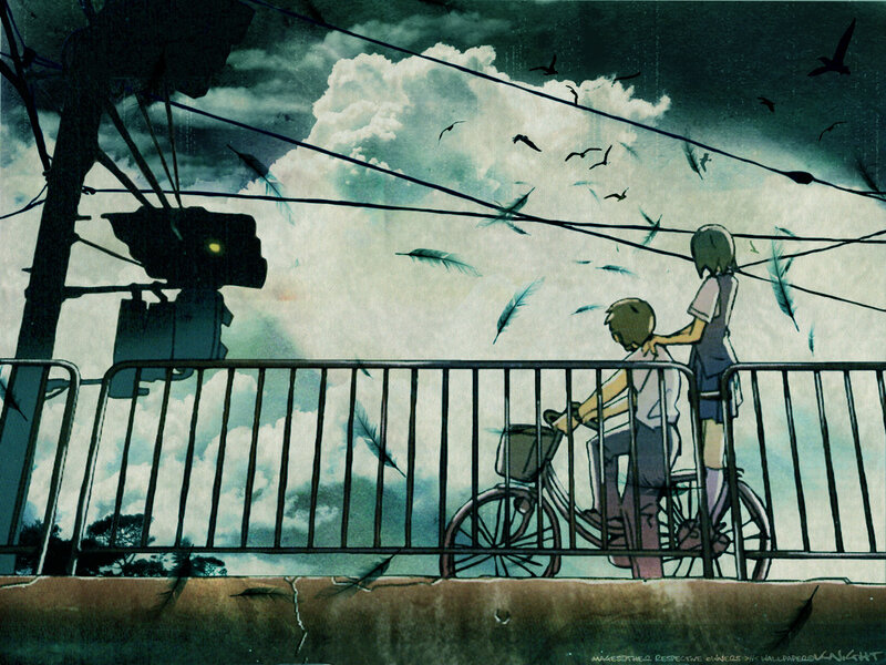 Two children on a bridge