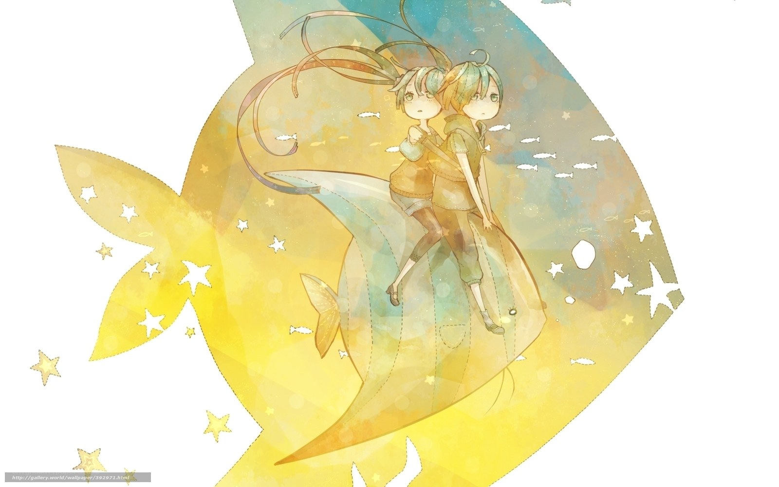 Two children on a fish