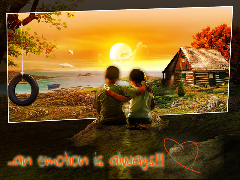 Two Children on a Hill — Orange