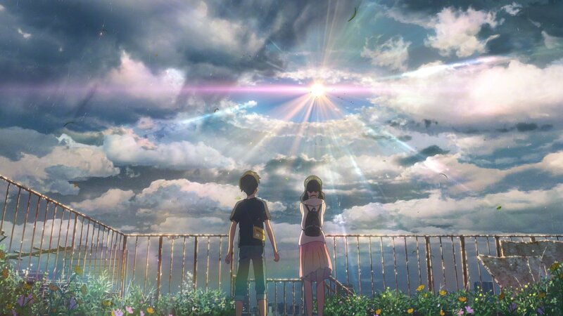 Two Children on a Rooftop — Blue