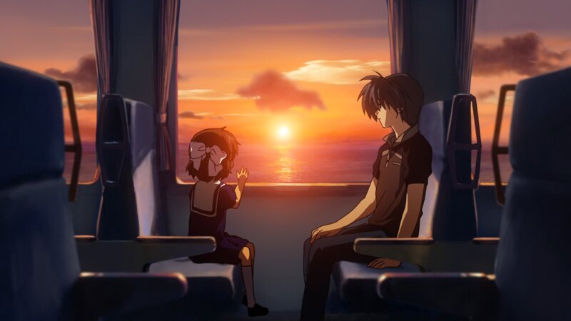 Two Children on a Train — Orange